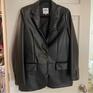 Zara Faux Leather Oversized Blazer